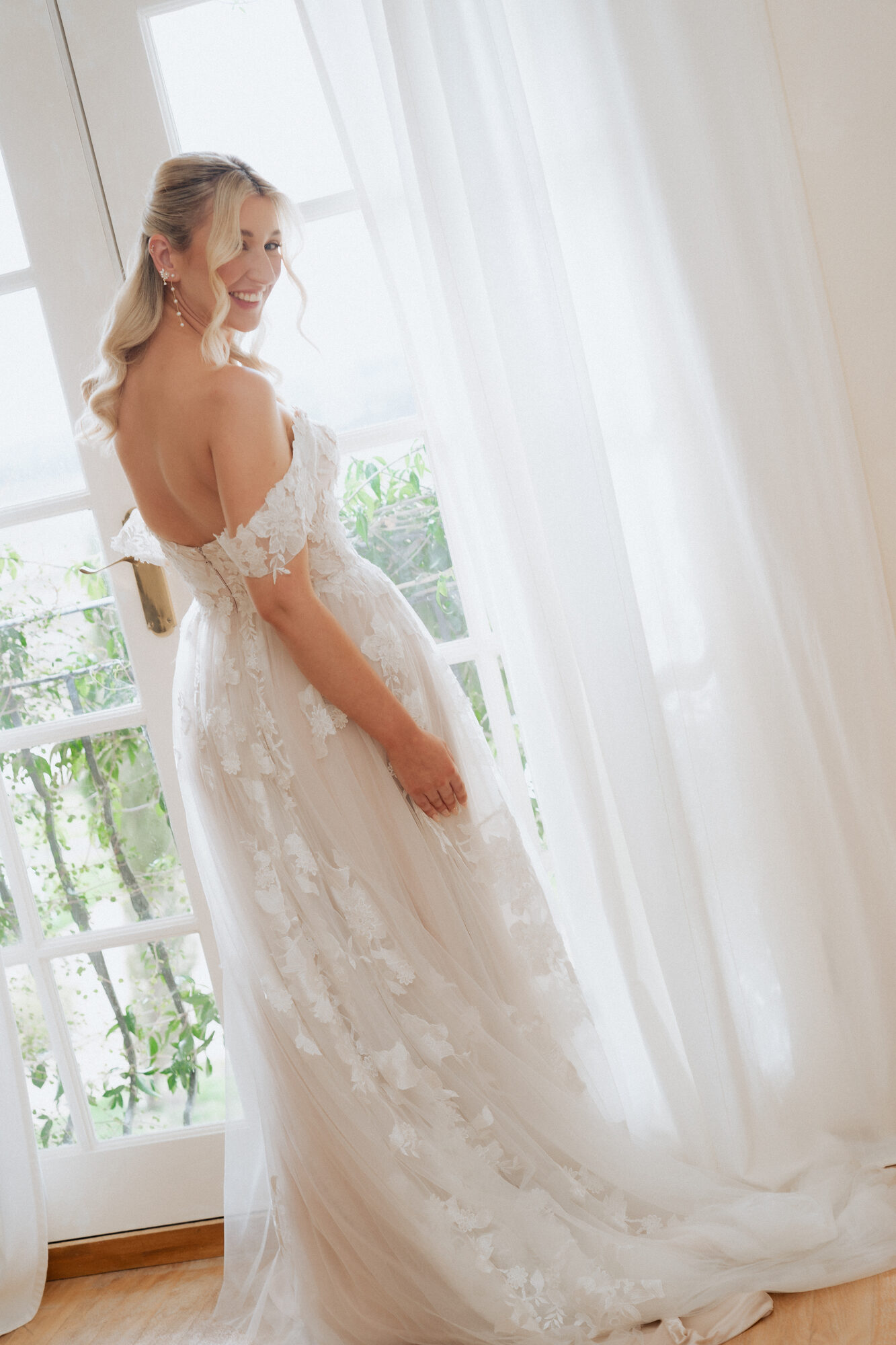 El's wedding dress photographed at Villa Toscana — Hunter Valley wedding photography by Coco Celebrations