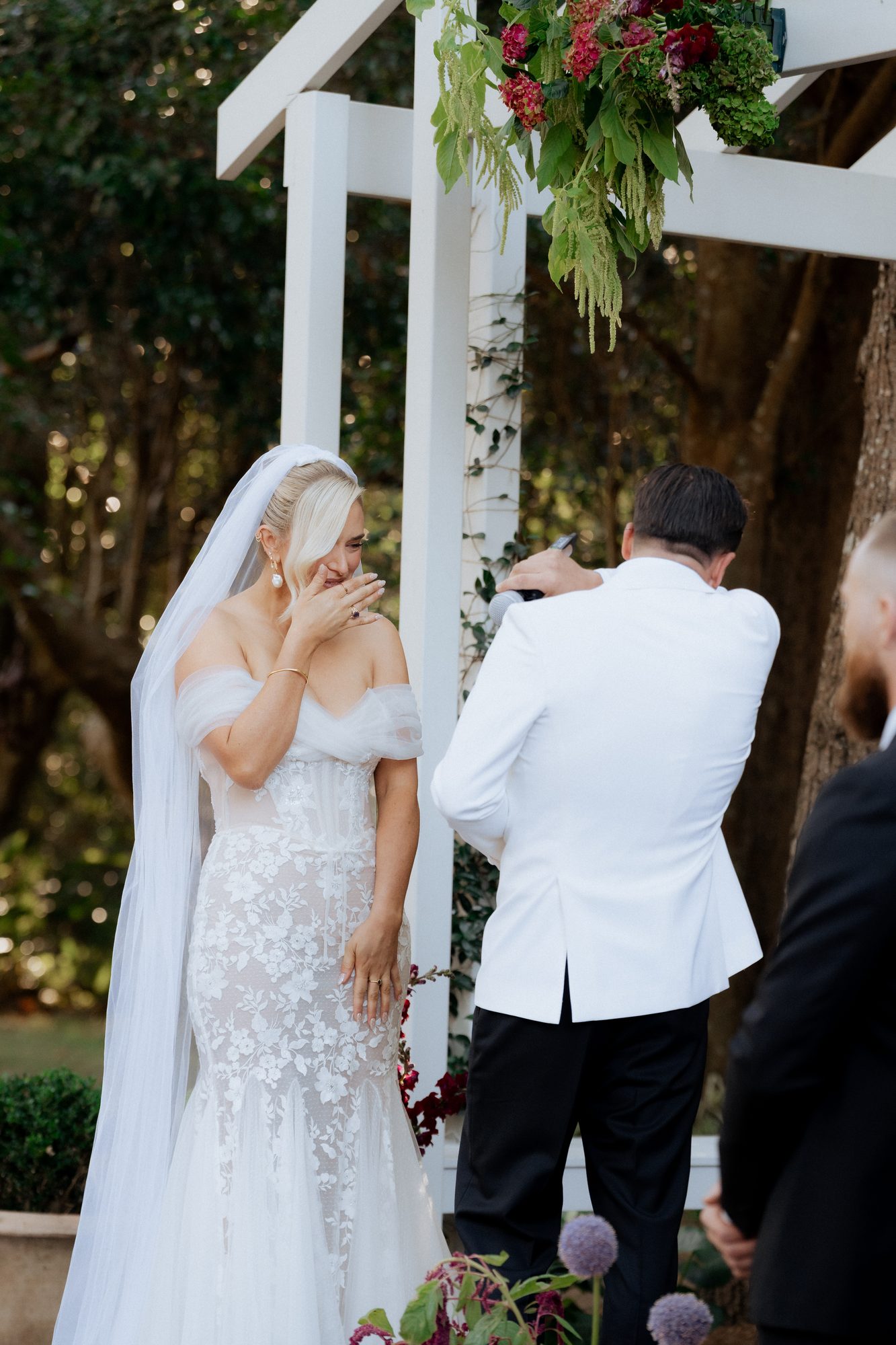 Elena in tears reading her vows — The Lodge Jemberoo wedding photography by Coco Celebrations